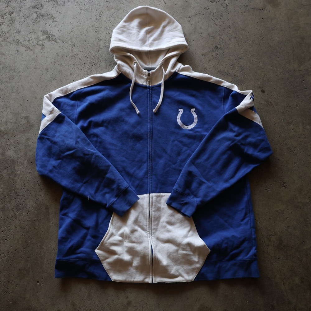 Indianapolis Colts NFL Pro Line Fanatics Full Zip Hoodie Size 3XLT Blue White